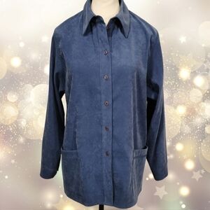 TanJay Faux Suede Button Front Shacket in Periwinkle Blue - Sz 8 Open To Offers